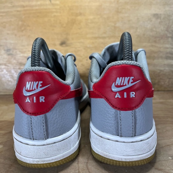 Nike Air Force 1 Low Womens Sz 7 (5.5Y) Shoes Sneakers Wolf Grey Red CI1759-002 - Picture 5 of 10